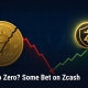 Fostoria News Bitcoin and Zcash cryptocurrency icons with declining and rising graphs.